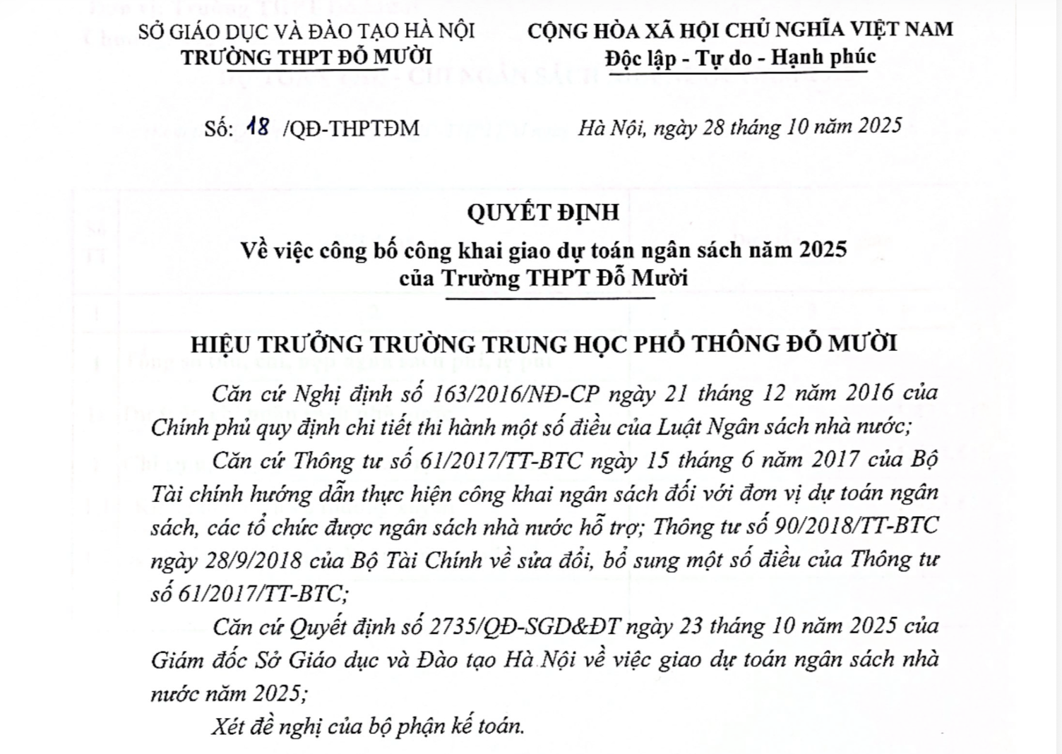 Công khai dự toán 28.10.2025