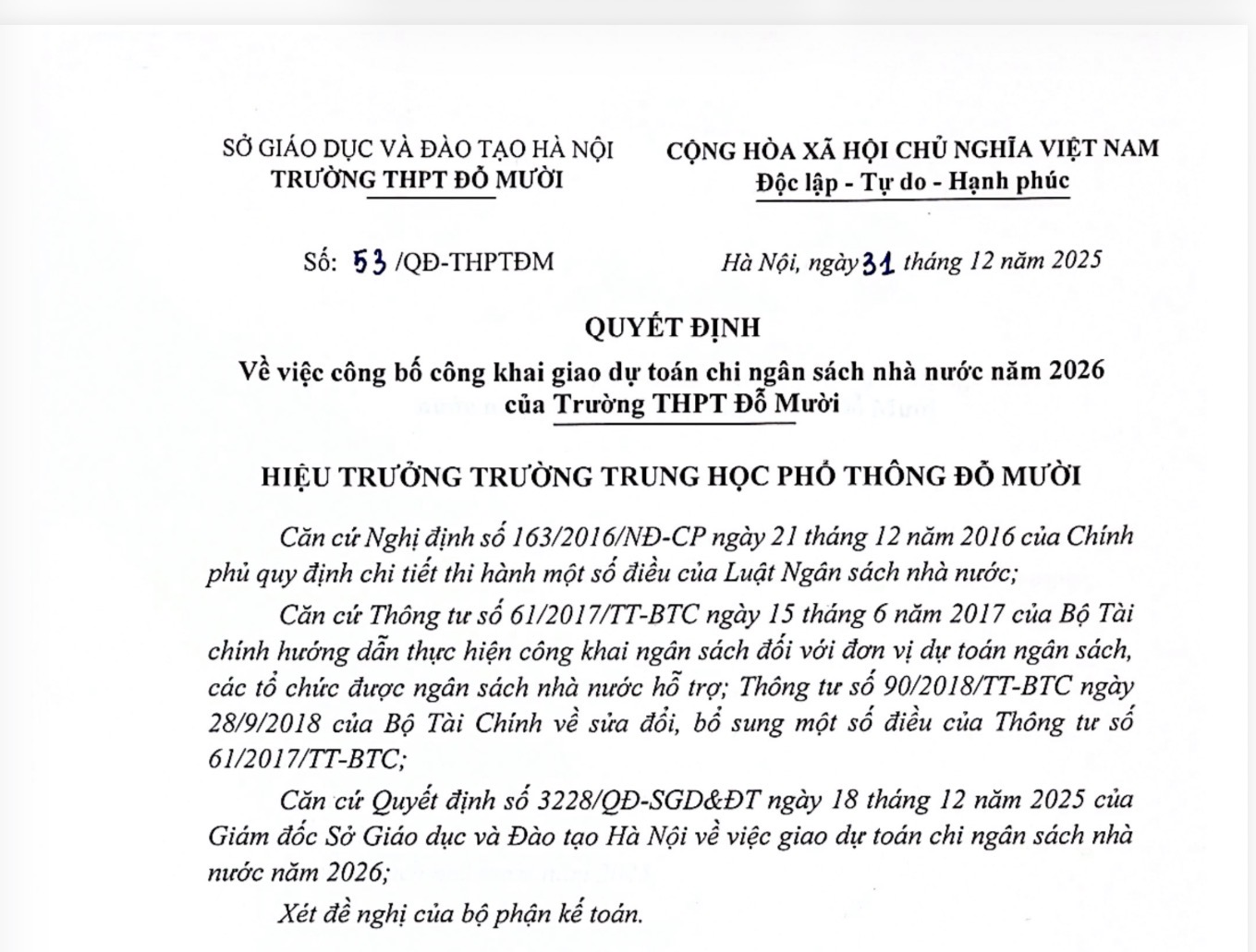 Công khai dự toán 2026